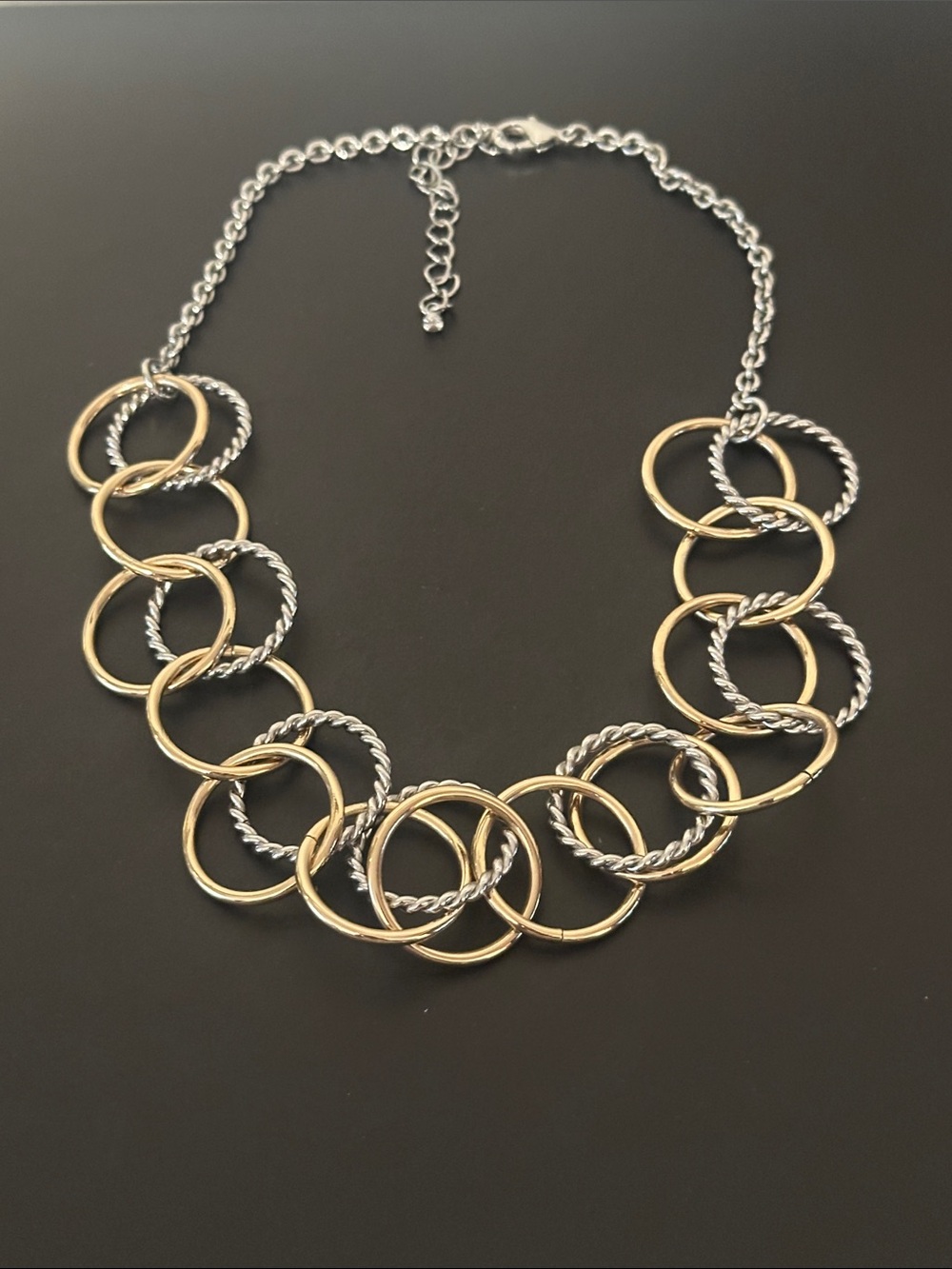 Talbots Two-Tone Gold and Silver Linked Circle Necklace